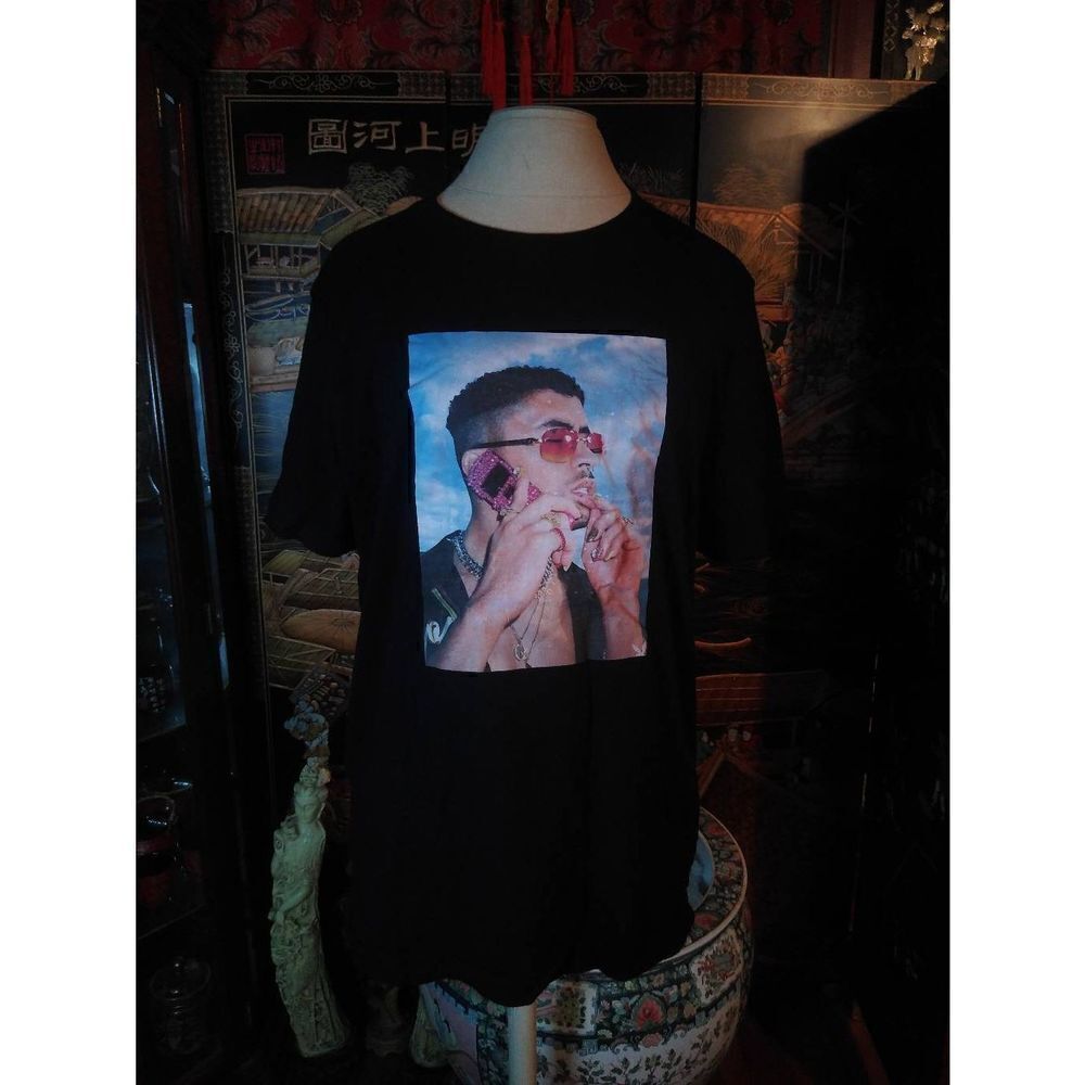 Large Bad Bunny Black Band Tee Tshirt